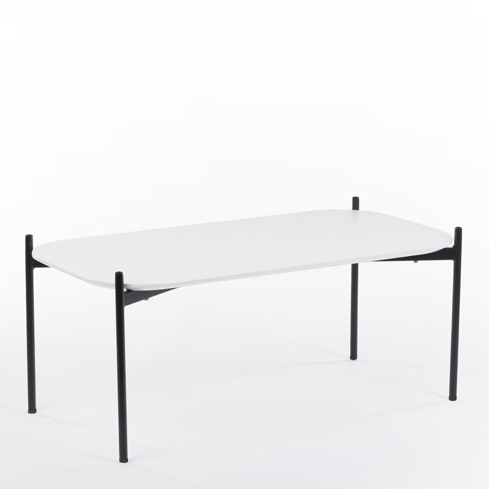 Table basse moderne en acier et bois (50 X 100 cm)